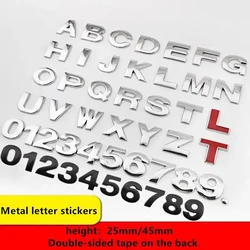 3D Metal DIY Letters Alphabet Emblem Numbers English Labeling Car Trunk Logo Sticker Digital Decal Badge Accessories Motorcycle