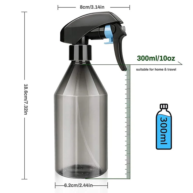 300 مللي زجاجة رذاذ الماء مستر النبات مع تسميات أسود/أخضر قابلة لإعادة الملء لسقي النباتات تنظيف البستنة تصفيف الشعر