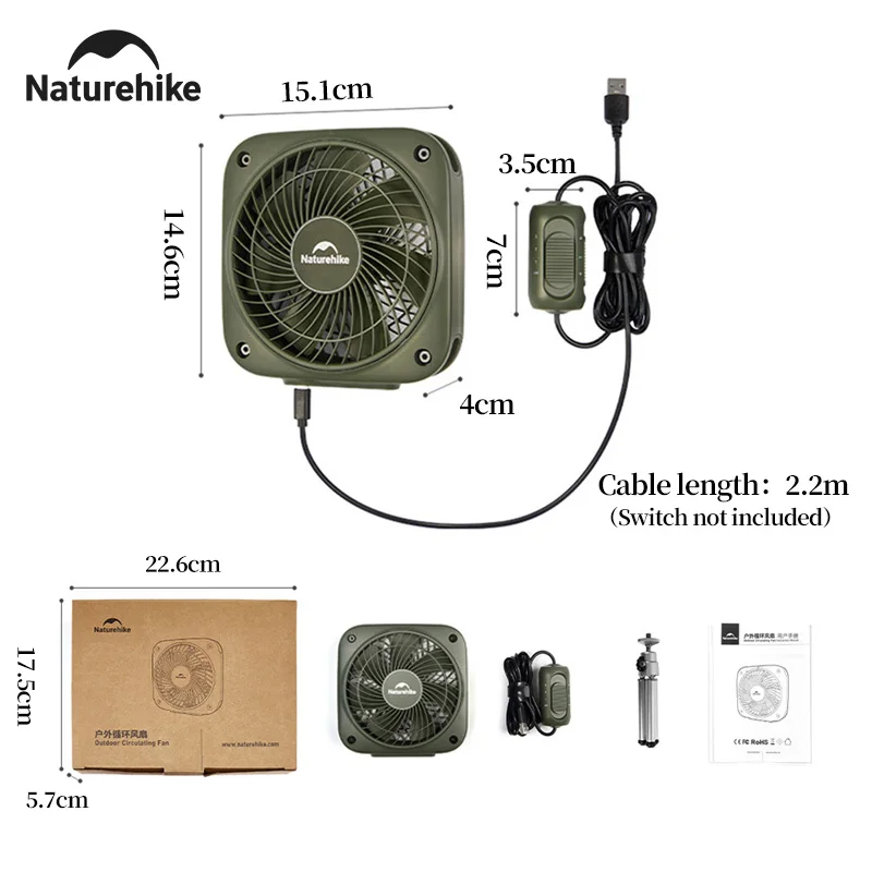Wentylator kempingowy Nature Przenośny 3-biegowy biuro na zewnątrz Dwustronne dmuchanie Akumulatorowe wentylatory elektryczne Wiszące przez USB