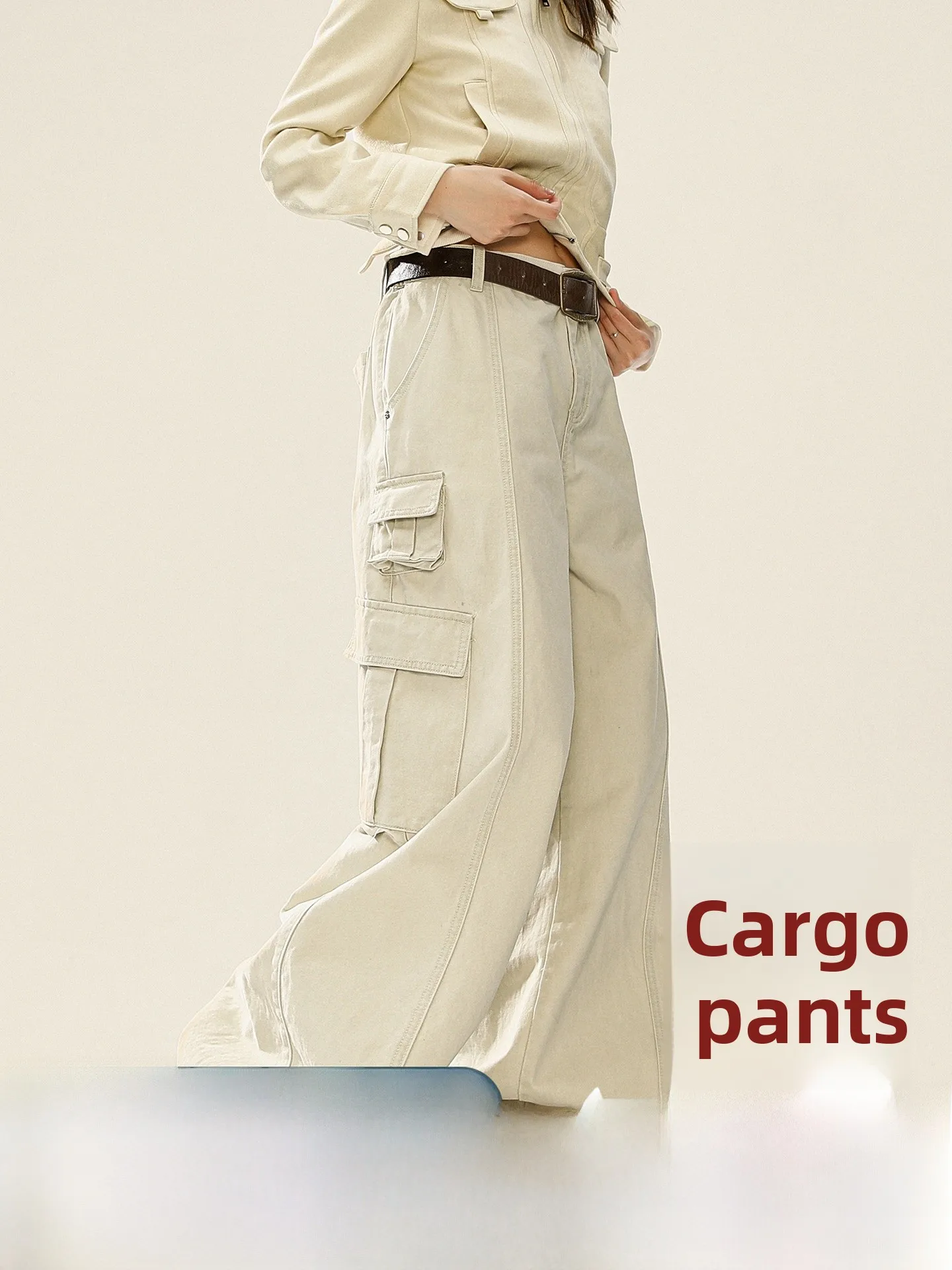 

American Sle Men's Casual Wide Leg Pants Spring Autumn Loose Straight Tube Floor-Length Trousers Workwear Sle Cotton
