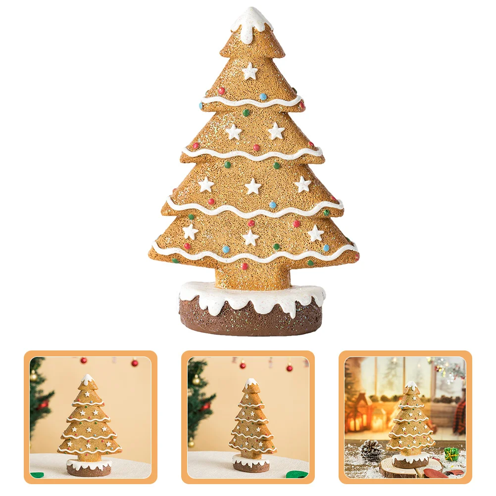 

Gingerbread Christmas Tree Decor Resin Made Festive Standing Display for Dining Table Mantel Office Holiday