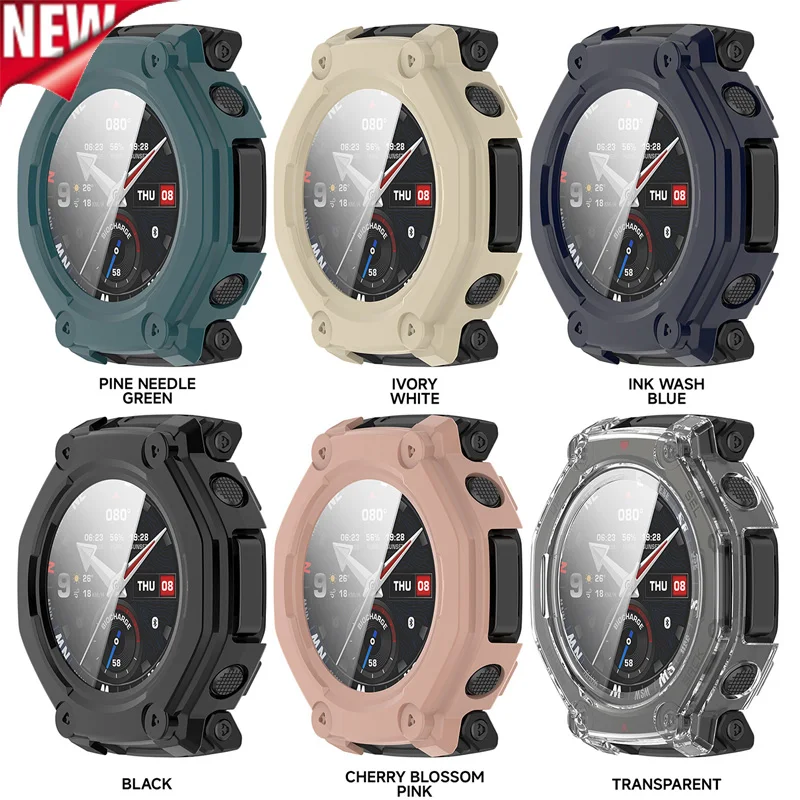 Tempered Glass +PC Case for Amazfit T-REX 3 Pro Smart Watch Full Cover Bumper for Huami Trex3 Pro 48mm Shell Accessoies