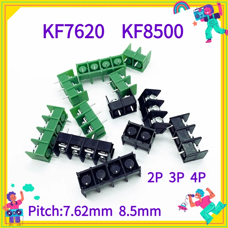 

5 PCS/lot KF7620 - 7.62 KF8500 - 8.5 Wiring Terminal Barrier Type Black / Green 7.62mm / 8.5mm Pitch Power Holder Splicable Pin