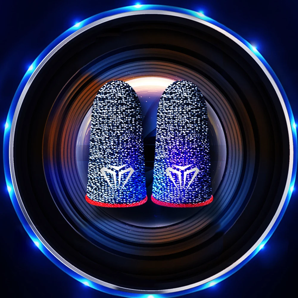 زوج واحد من قفازات إصبع الألعاب قابلة للتنفس وأطراف أصابع مقاومة للعرق وغطاء إصبع الإبهام للعبة PUBG Mobile