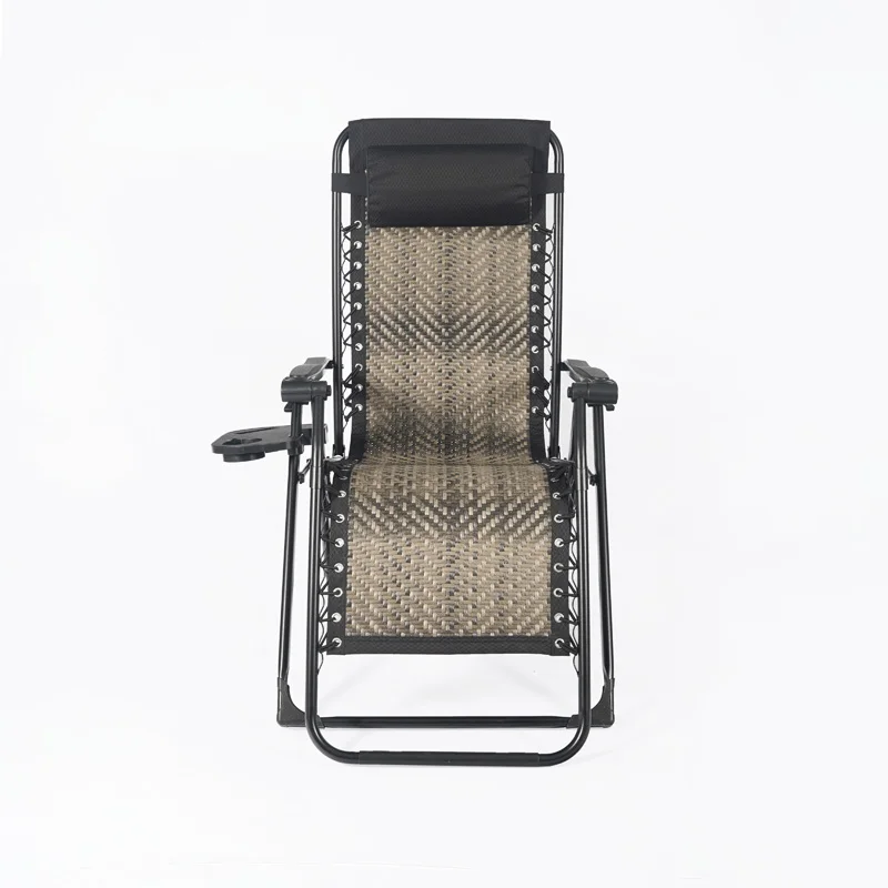Zero Gravity Lounge Chair Set 2-Piece Outdoor Patio Folding Recliners with Pillow and Cup Holder for Pool and Beach Use