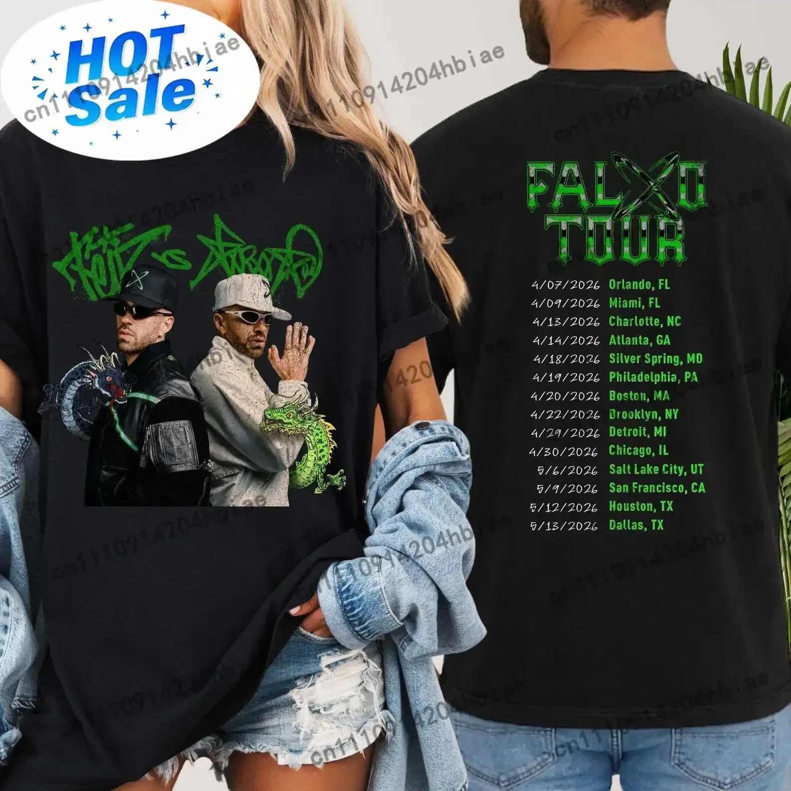 Ferxxo Falxo Tour Shirt Reggaeton Concert Tee Urban Latin Streetwear Green Print Concert Outfit T-Shirt, Merch For Feid Fans