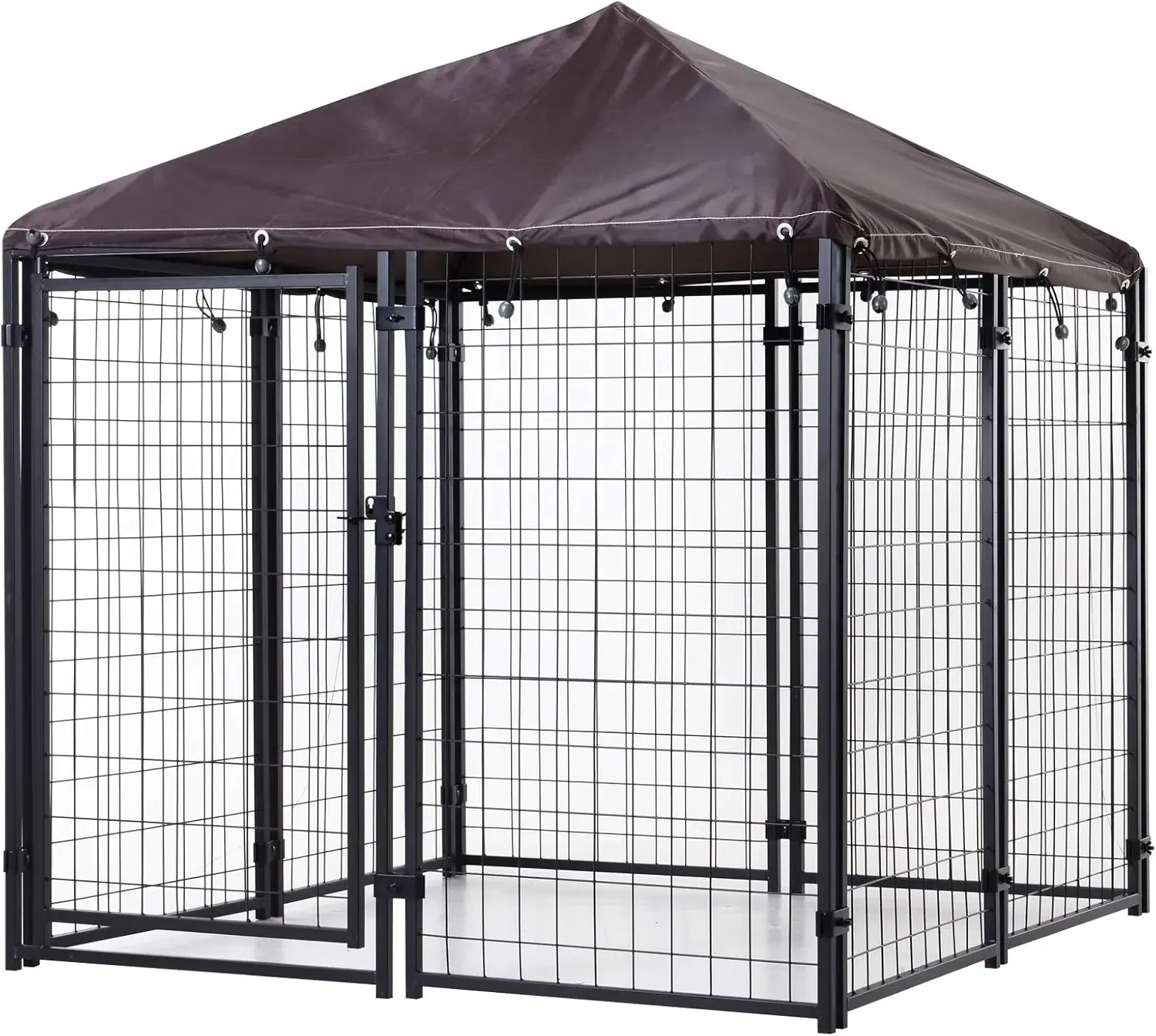 

PawHut 5' x 5' x 5' Dog Kennel Outdoor, Walk-in Pet Playpen, Welded Wire Steel Dog Fence with Water-and UV-Resistant Canopy,