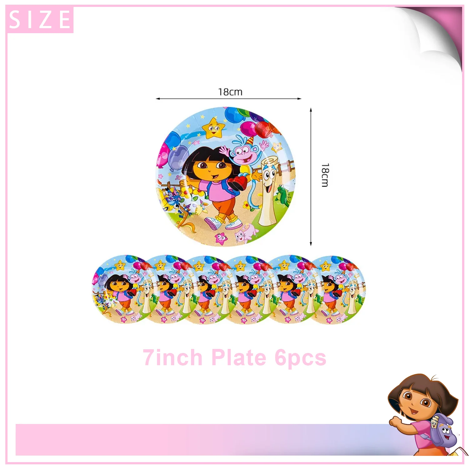 لطيف D-Dora &ed المستكشفين طفل حفلة عيد ميلاد الديكور بالون رقمي أدوات المائدة القابل للتصرف راية خلفية استحمام الطفل هدية #2