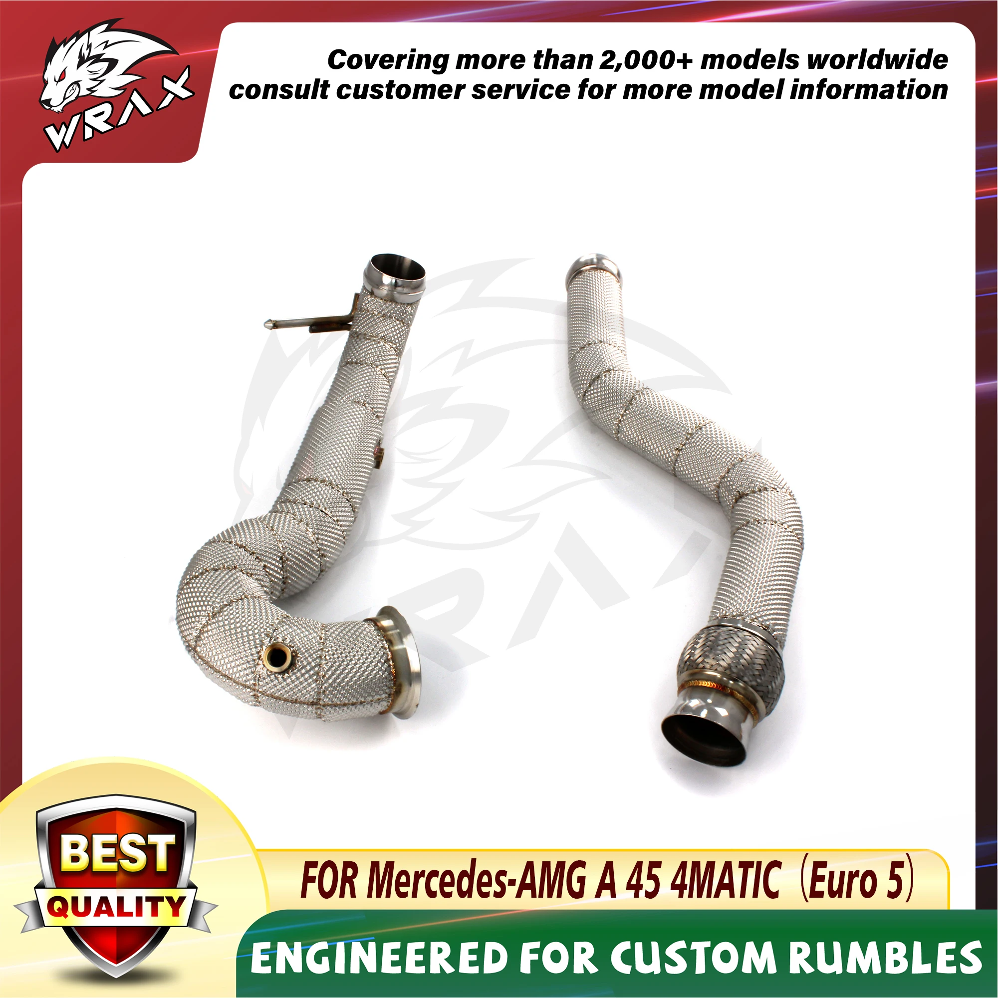 

[WRAX Exhaust Custom product] Turbo Catless Downpipe Exhaust for Mercedes-AMG A 45 4MATIC（Euro 5） Catalytics With Heat Shield