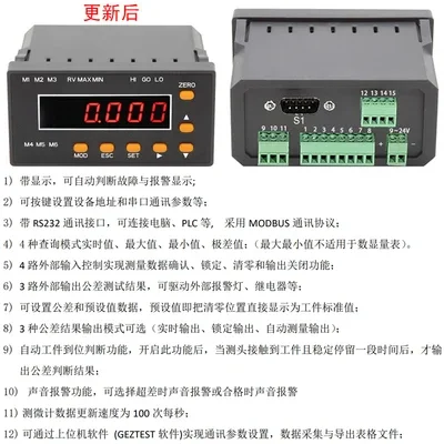 capacitive grid linear micrometer displacement sensor digital display dial meter dial meter connected to PLC single chip