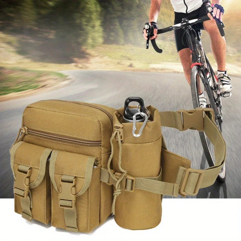 Tactical Men Waist Pack Nylon Hiking Water Bottle Phone Pouch For Outdoor Sports Hunting Climbing Camping And Daily Use Belt Bag