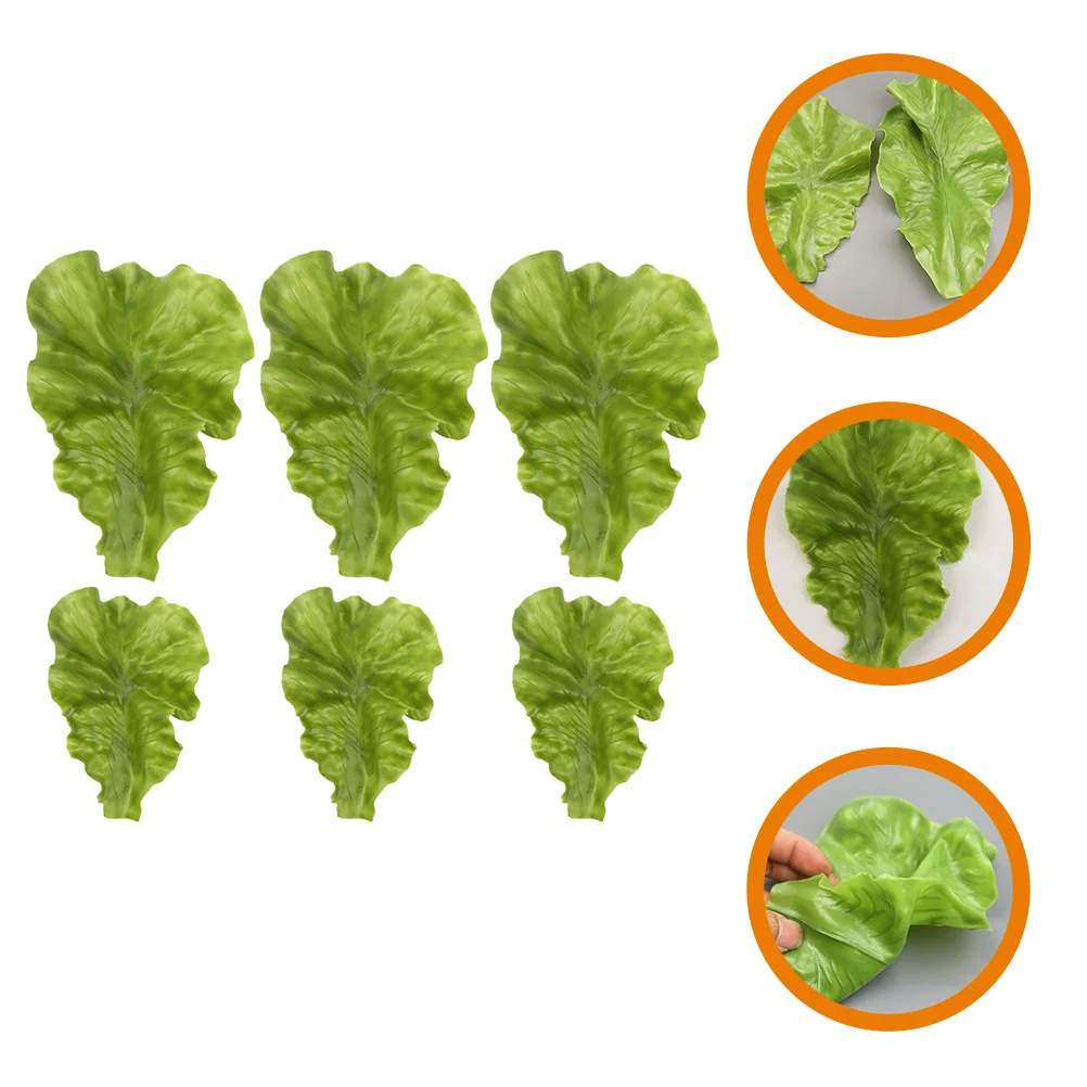 

6 Pcs Vegetables Simulated Lifelike Lettuce Adornment Simulation Leaf Models Small Fake Green Photo Props