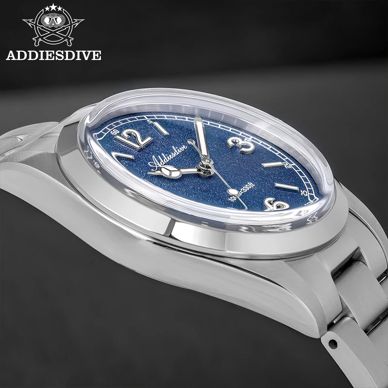 ADDIESDIVE 36 мм AD2518 Мужские часы 10 бар Водонепроницаемые 316L Сталь Пузырь Зеркальное Стекло Деловой Досуг Кварцевые Часы Reloj Hombre
