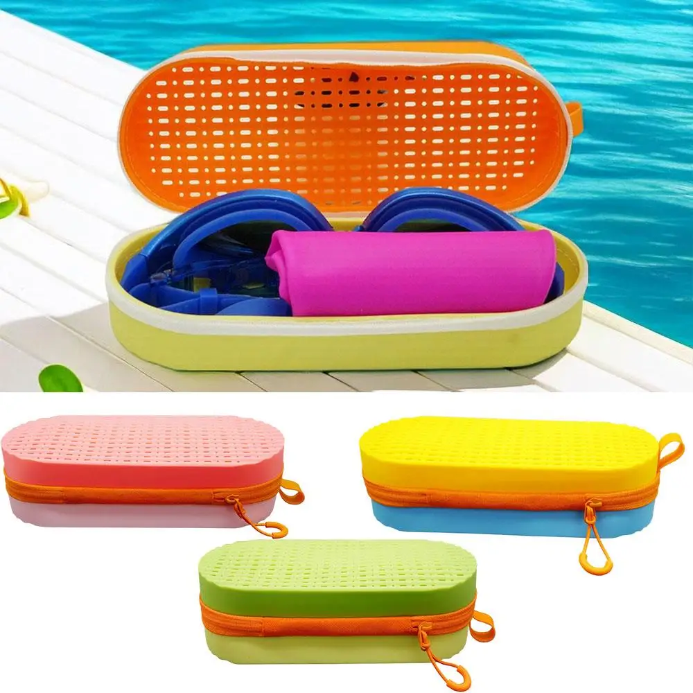 

Silicone Protective Cases Swimming Goggles Bags With Drain Hole Goggles Storage Box Swim Goggle Case Zipper Eyeglass Case