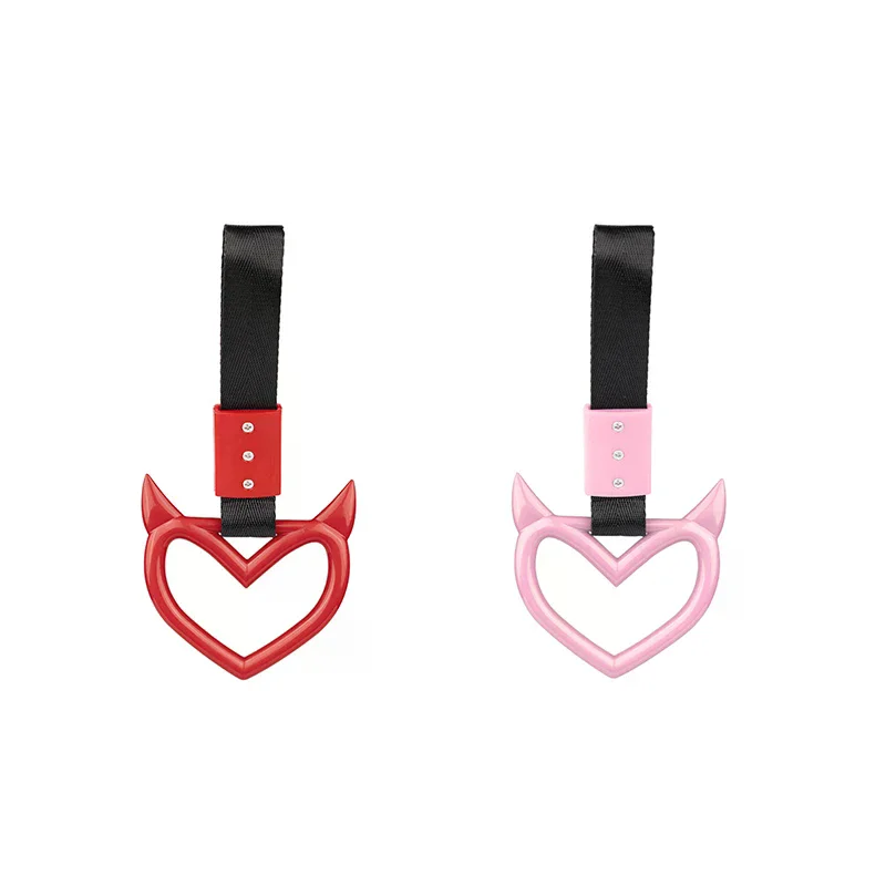 Stylish Drift Charm Auto Accessory, Colorful Car Tow Strap with Tsurikawa Heart Ring, Compatible with JDM Handles