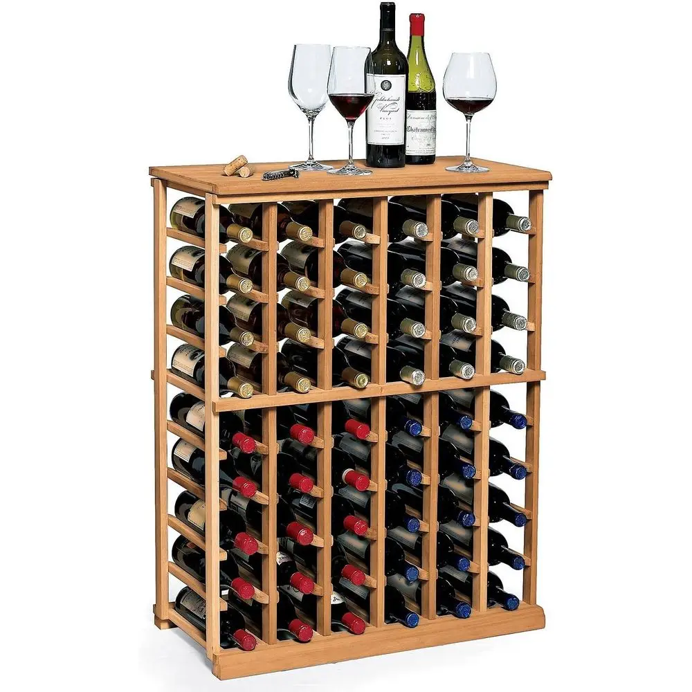 6-Column Wine Rack - Half Height - Natural Finish - Solid Mahogany