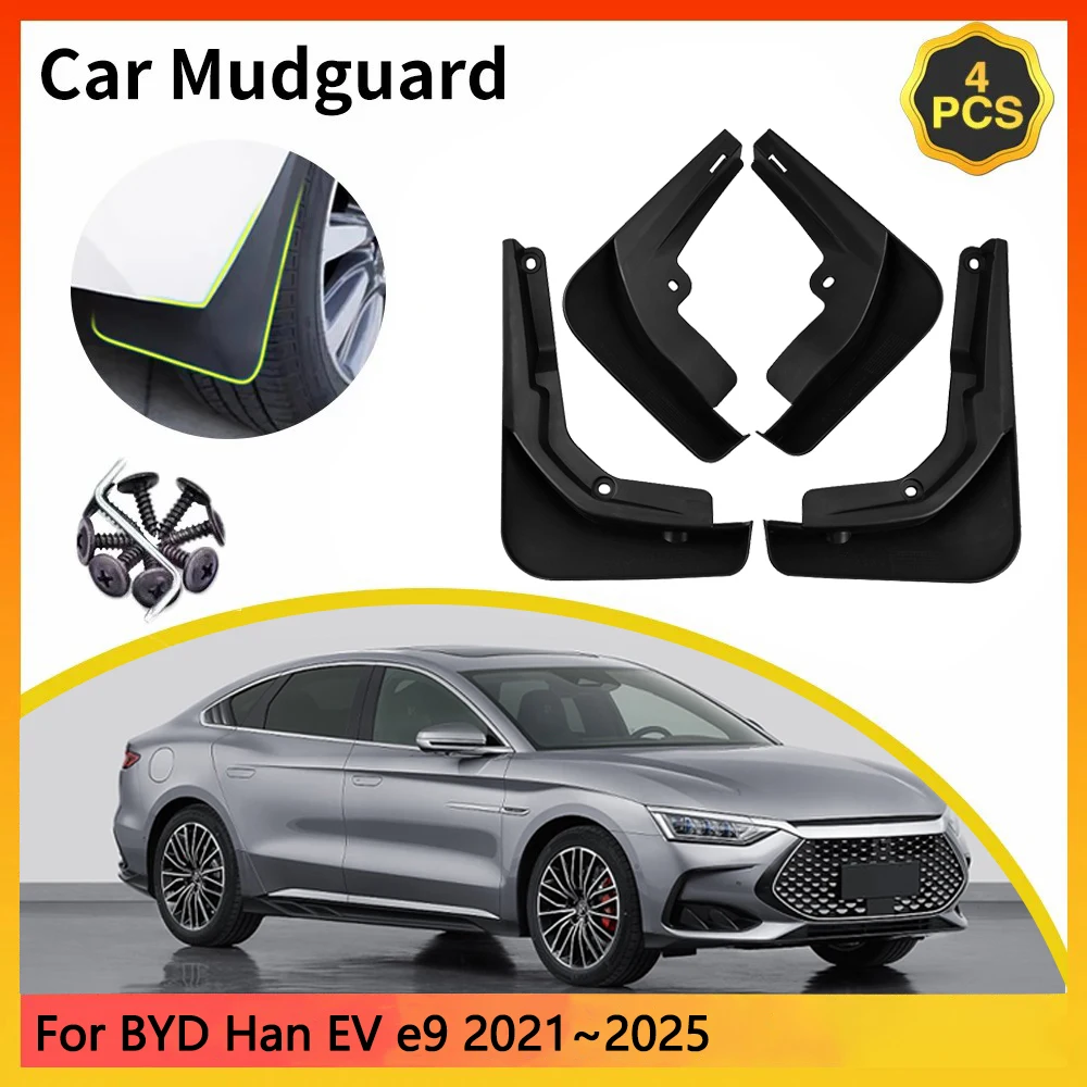 

For BYD Han EV e9 2021~2025 2022 2023 2024 Seadan Car Mudguards Mudflap Mudguard Splash Guards Mud Flaps Fender Accessories Auto