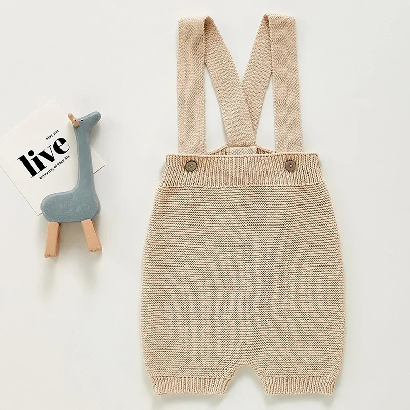 0-3Y Toddler Girls Boys Jumpsuit Knitted Baby Romper Sleeveless Autumn Solid Newborn Kids Clothing Super Soft One Piece Overall