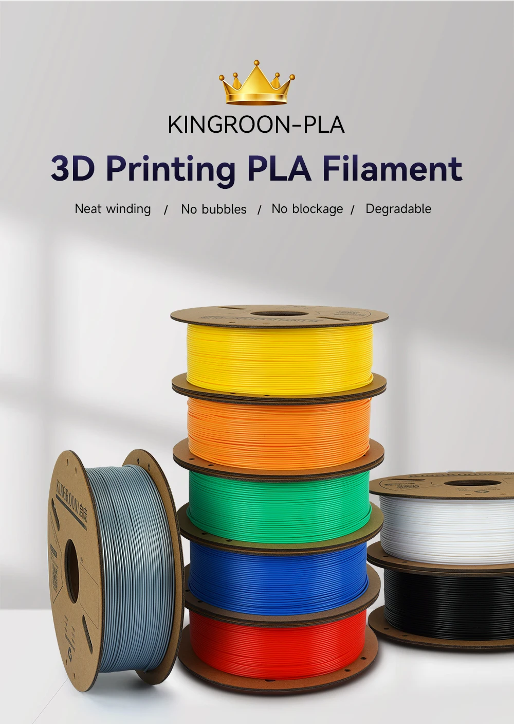 Kingroon pla filamento 1.75mm filamento de impressora 3d 5/10 rolos material plástico de impressão 3d 100% sem bolha para impressora 3d fdm mix