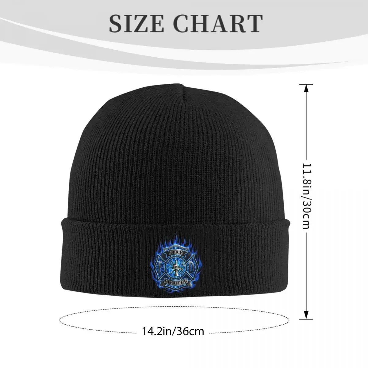 Blue Firefighter Logo Knitted Hat Women's Men's Beanie Autumn Winter Hats Acrylic Fire Rescue Hip Hop Melon Cap