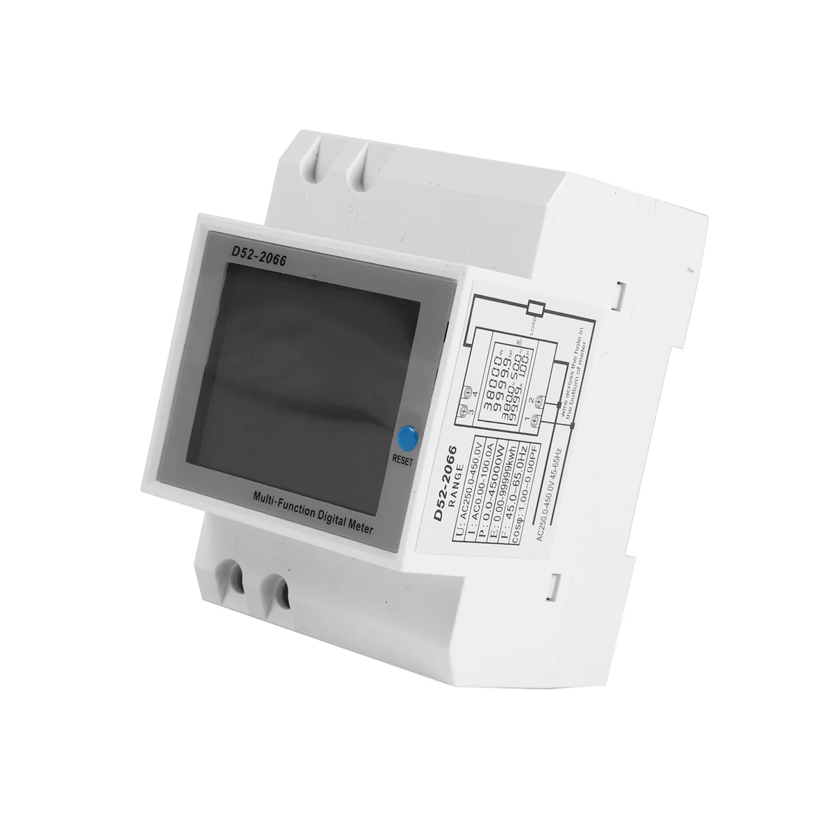 Din Rail AC Monitor 6IN1 250-450V 100A Voltage Current Power Factor Active KWH Electric Energy Frequency Meter VOLT AMP