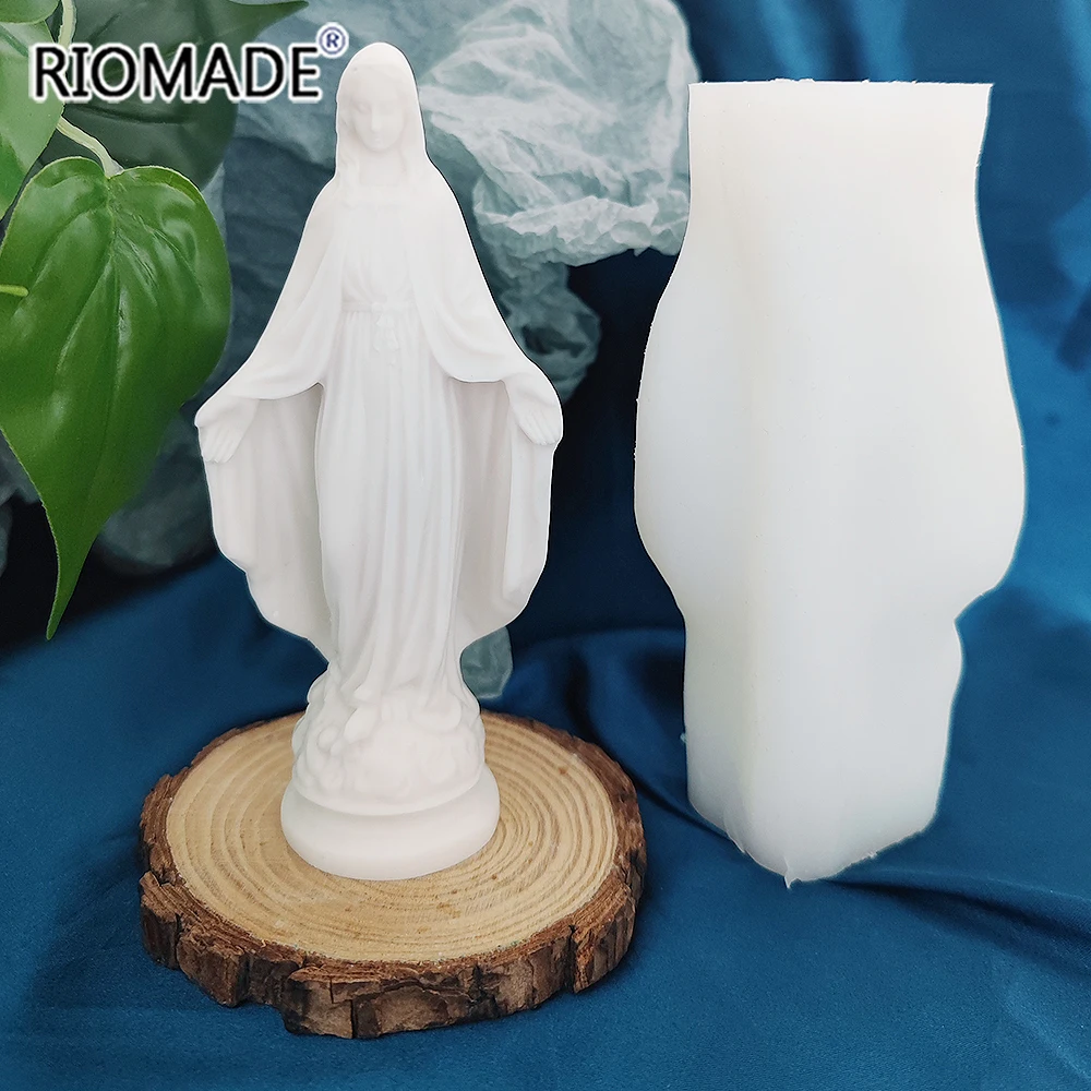 Virgin Mary Silicone Mold Christian Nun Model Candle Plaster Cement Epoxy Resin Mould DIY Handmade Crafts Decorative Ornaments