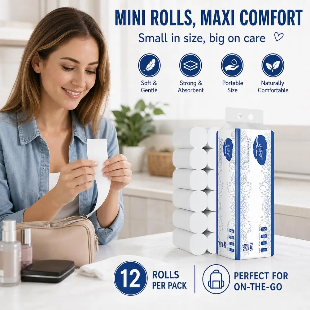 Affordable Wholesale Mini Toilet Paper Rolls Household Wood Pulp Coreless Tissue 12/14 Rolls per Order