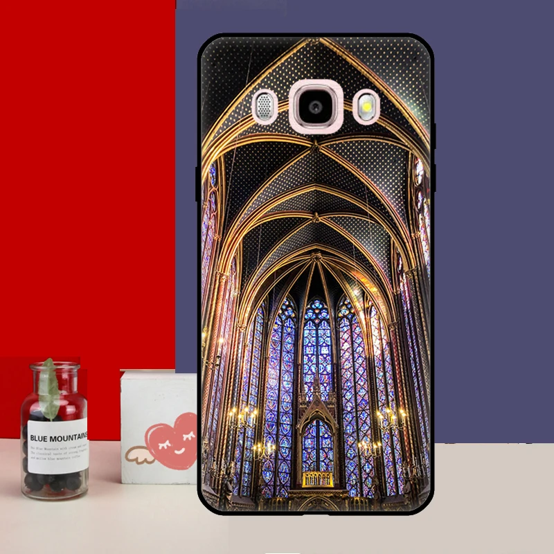 church gothic Sainte-Chapelle Stained Case For Samsung Galaxy J3 J5 J7 2017 J1 A3 A5 2016 J4 J6 Plus A6 A8 A7 A9 J8 2018 Cover