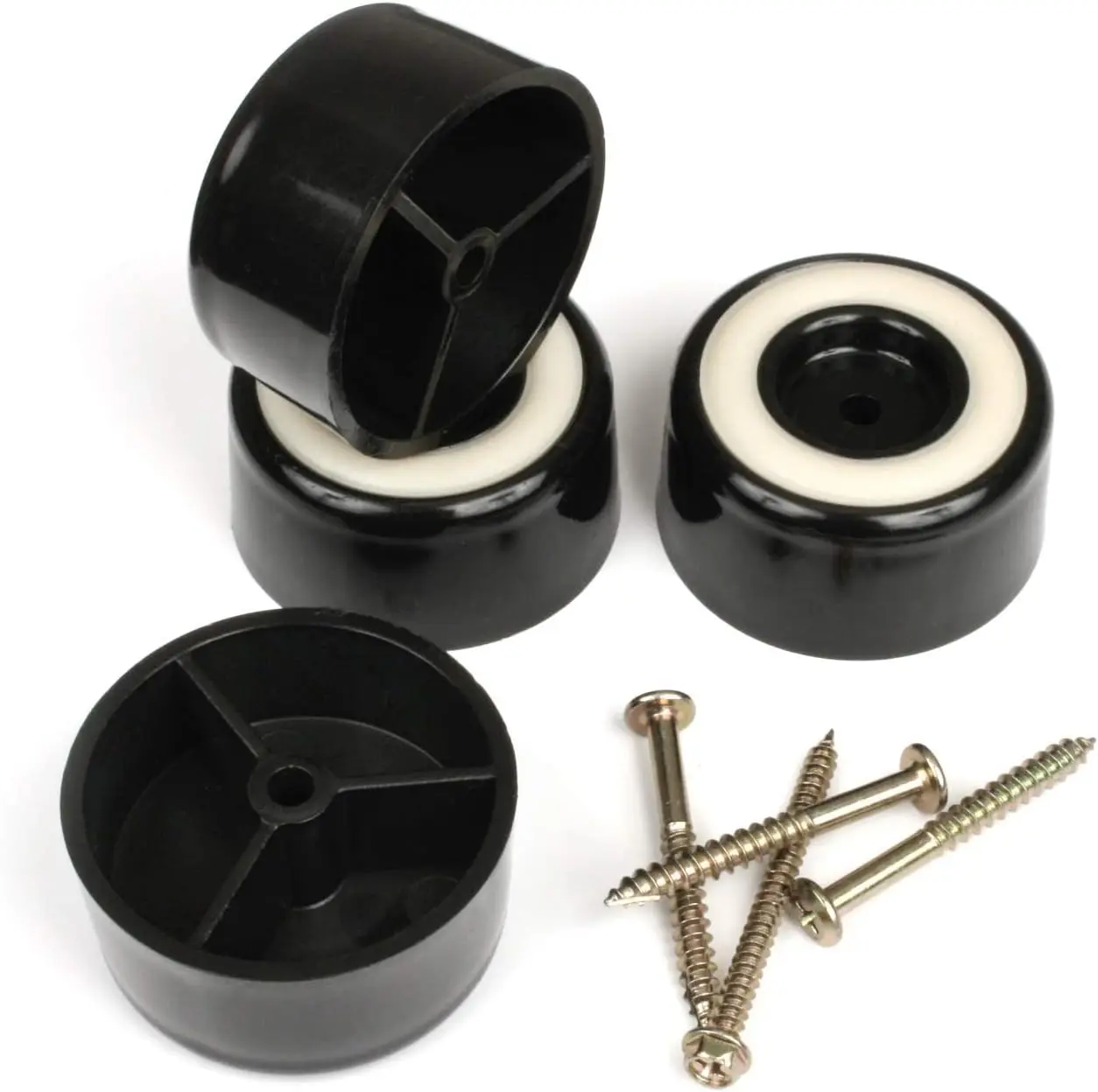 

1 Inch Tall Floor Protector Furniture Feet with Non Slip Rubber Grip (Set of 4) 2 Wide x 1 Height - Black Plasti