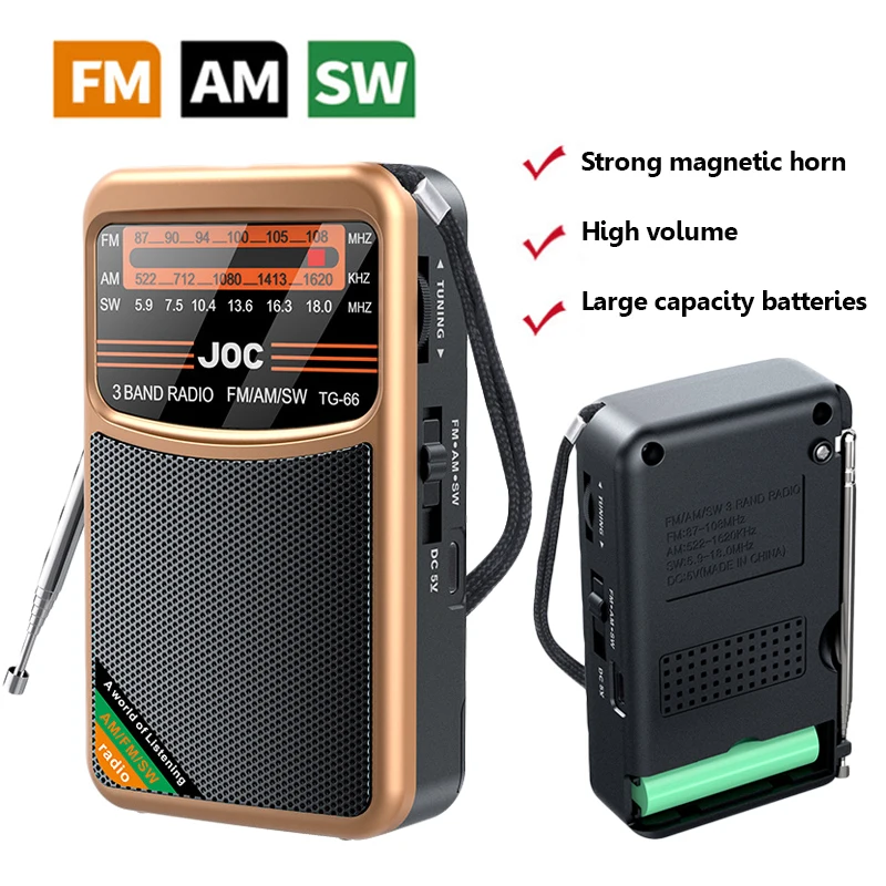 Mini Portable Full Band Radio High Sensitivity FM AM SW Radios Receiver with Retractable Antenna Support 3.5mm Headphones Play