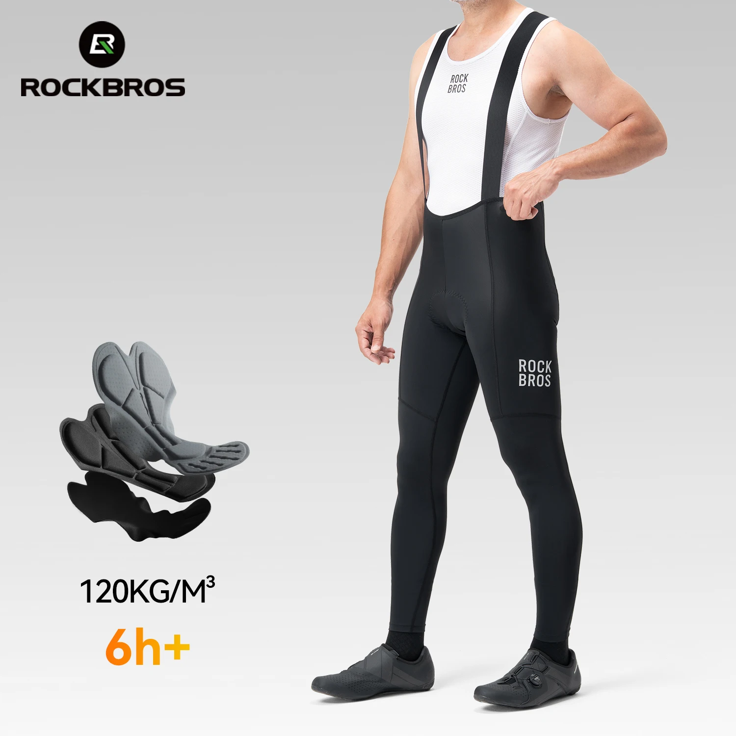 

ROCKBROS Men's Cycling Bib Pants Shock Absorption Pasta Pants Pad High Elasticity Breathable 6 Hours Riding Bicycle Bib Pants