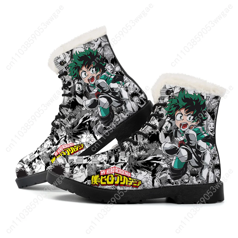 My Hero Academia Plush Boots Man Women Teenager Casual Shoes Outdoor Keep Warm Leather Boot Couple High Quality Tailor-made Shoe