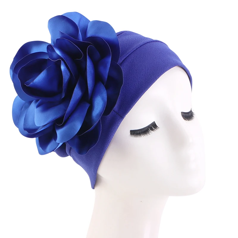 New Women Big Flower Hijabs Hat Bonnet Turban Headscarf Cap Muslim Turbante India Hat Islamic Head Wrap Hair Accessories