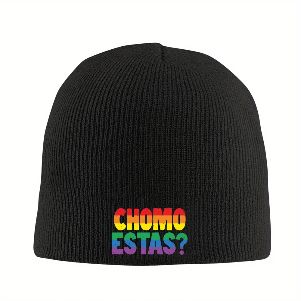 1 قطعة Chomo Estes LGBT قوس قزح فخر قبعة صغيرة متماسكة قبعة يندبروف قبعة تزلج دافئة مع جريئة "Chomo Вantas" قبعة الشتاء للرجال والنساء