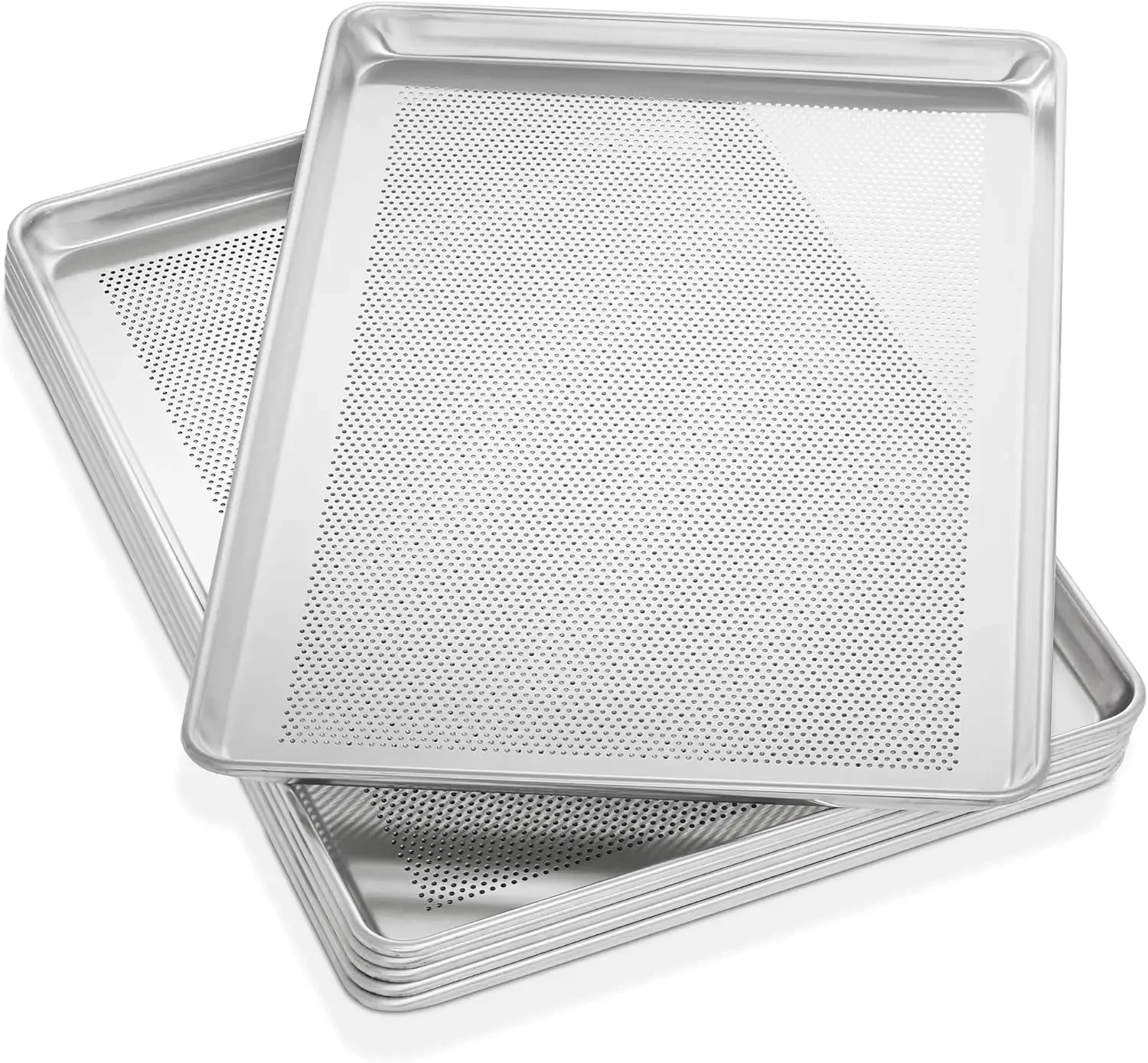 

18" x 26" Commercial Grade Perforated Aluminum Baking Sheet Pan, Full Size Baking Tray - 6 Pans