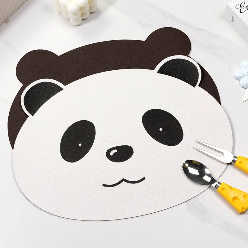 

PU Leather Table Mat for Children, Cute Bear, Waterproof Placemat, Oil and Heat Insulation, Students and Children