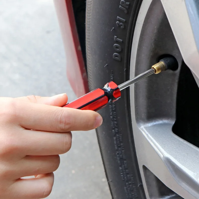 Válvula de pneu de carro, chave de cabeça única, válvula de aço inoxidável, ferramenta de instalação de núcleo de válvula de cabeça única, acessórios 