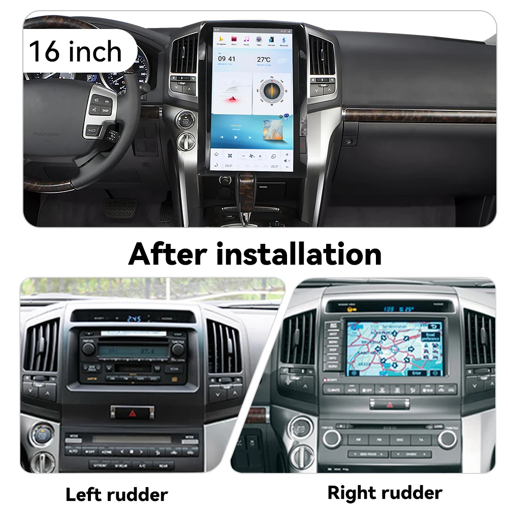 16'' Android13 Vertical Screen For Toyota Land Cruiser LC200 2008-2015 Stereo Car Radio Multimedia Player CarPlay GPS Navigation