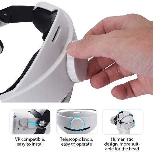 Imagen 2 del producto Diadema con soporte para correa para la cabeza para gafas Meta Quest 2 Quest2 VR, auriculares de realidad Virtual, casco, accesorios para juegos ajustables