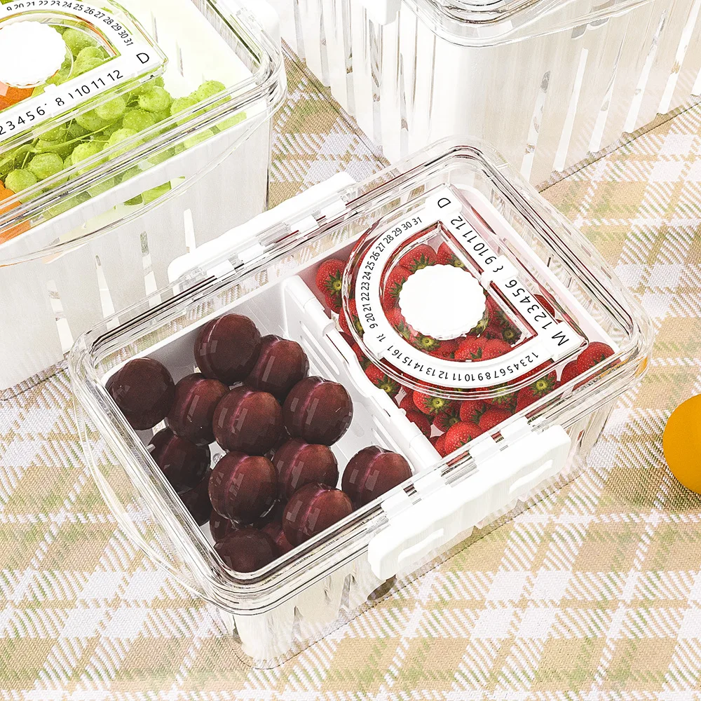 

1Piece Transparent Thickened Fridge Organizer Sealed Food Storage Containers Fresh Vegetable Fruit Baskets Kitchen Organizer