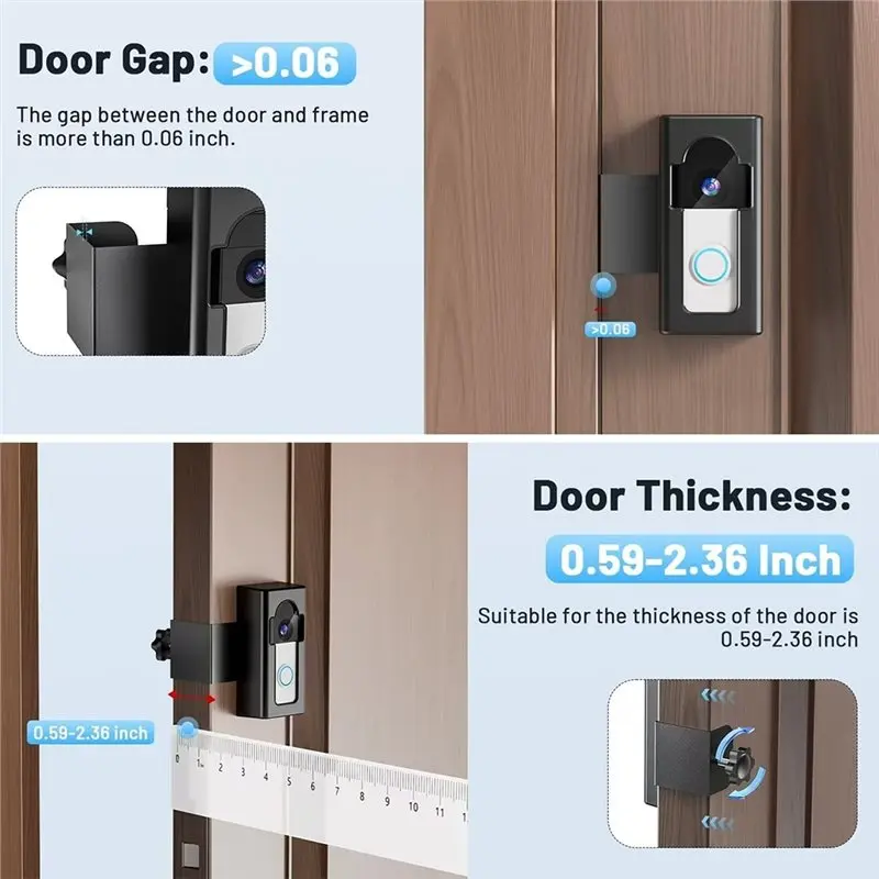 AB33- No-Drill Motion Sensor Door Video Doorbell Mounting Bracket Non-Blocking Design