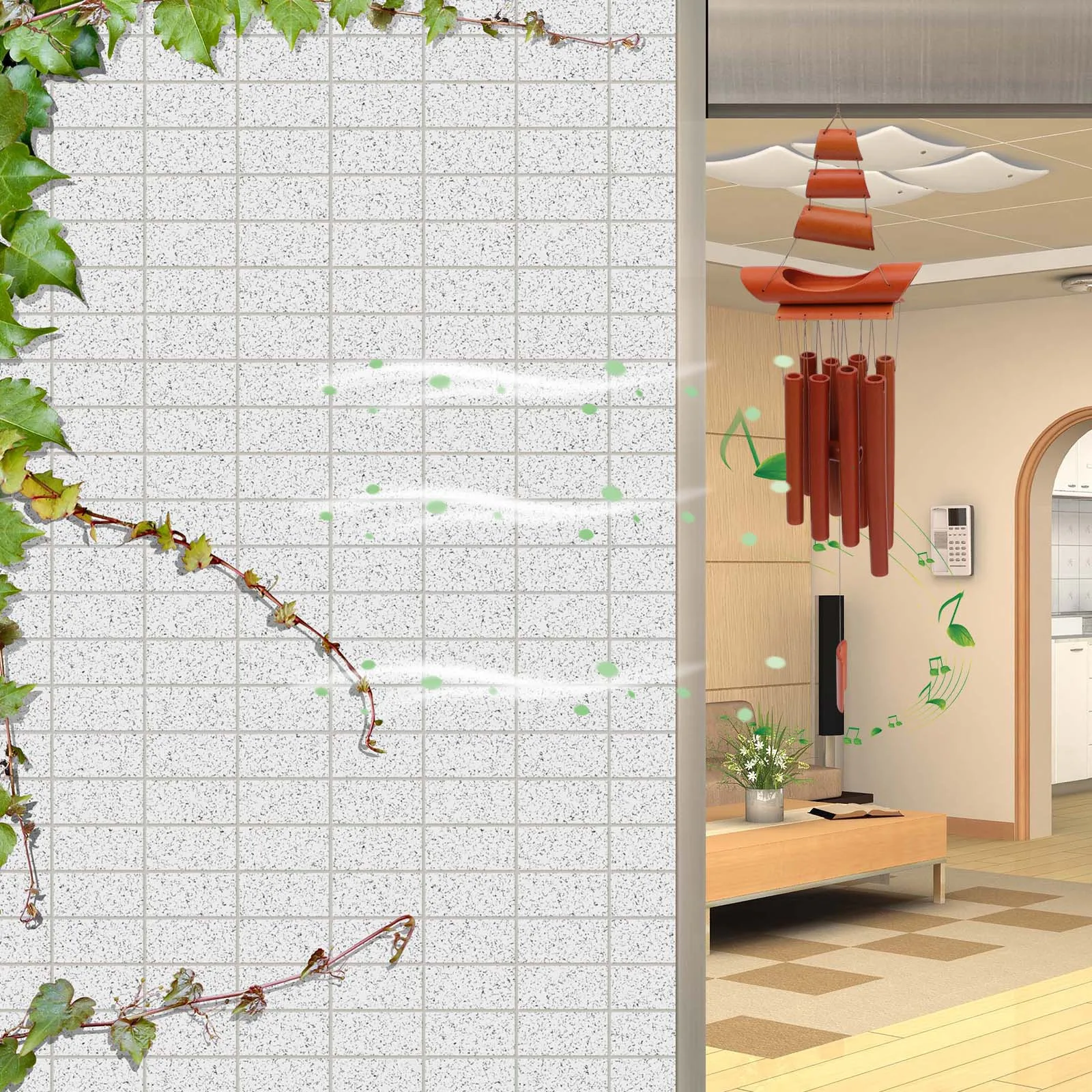 

Eco Friendly Bamboo Wind Chime Pendant for Outdoor Indoor Use Calming Balcony Decorative Hanging