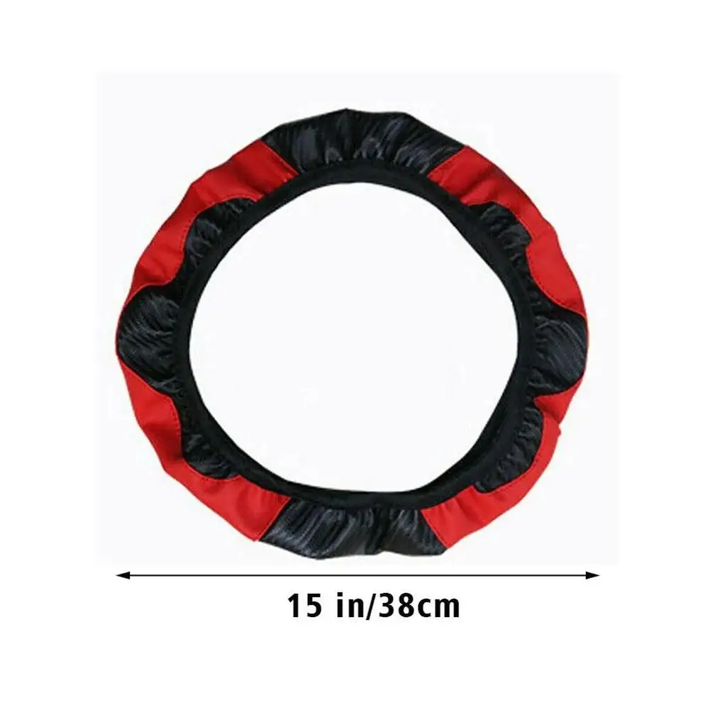 1 Uds. Funda Universal para volante de fibra de carbono de 15 pulgadas para diseño deportivo de coche agarre de cuero elástico antideslizante conducción segura