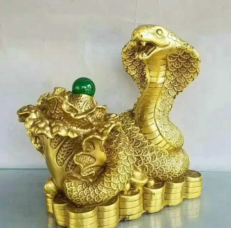 Chinese fengshui old bronze Fortune snake money snake hundred dollars Statue