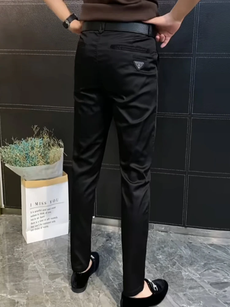 

Busin Casual Men's Pants Straight Leg Slim Fit Elastic Anti-Wrinkle Bla Color Spring Autumn Winter Seasonal Wear