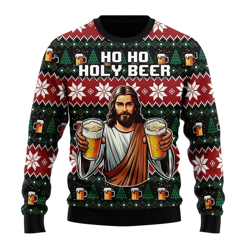 Fashion Beer Ugly Christmas Sweater For Women Clothes Hip Hop Bar Party Men Sweatshirts Casual Male Pullovers Beers Tracksuit