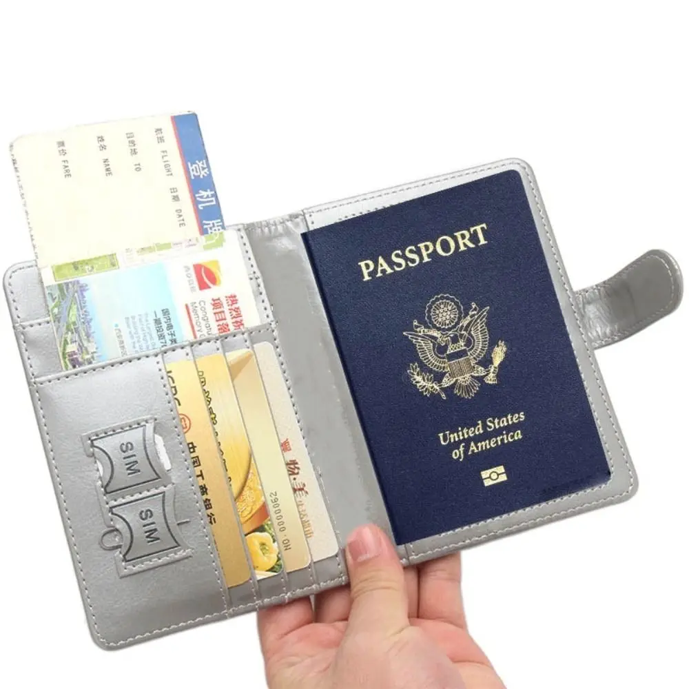 PU Leather Anti-theft Passport Holder Multifunctional Airplane Check-in Business Storage Bag Ticket Holder Wallet Passport Clip