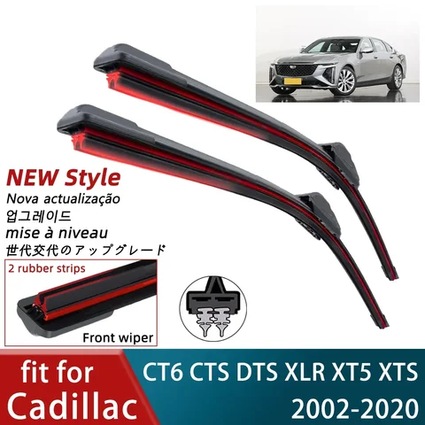 Двойной резиновый автомобильный дворник для Cadillac CT6 CTS DTS XLR XT5 XTS, передние дворники, щетки, резак, аксессуары, стеклоочиститель 2020
