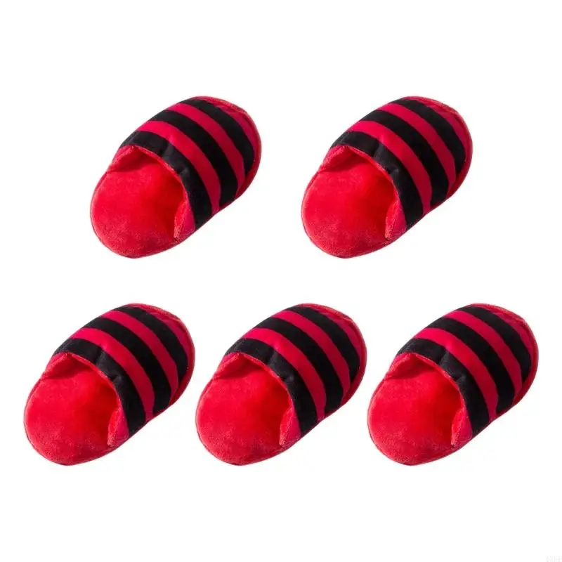 5PCS Adorable Plush Slipper Toy Dog Chew Shoe Toy for Dog with Builts in Squeaker and Crinkle Sounds For Biting Chasing view 3