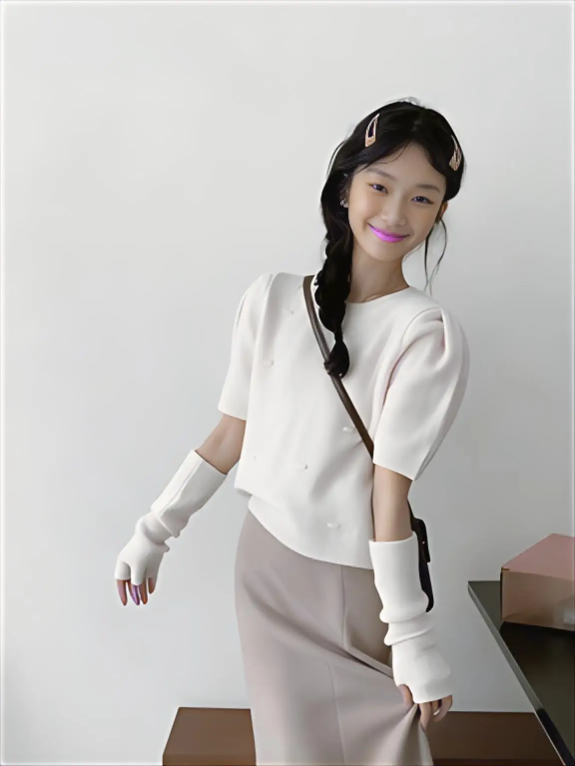 

Detachable Sleeve Knitted Sweater Women Elegant Woman Hooded Plush Lined Drawstring Chunky Rib-Knit Panelled Varsity-Striped Ins